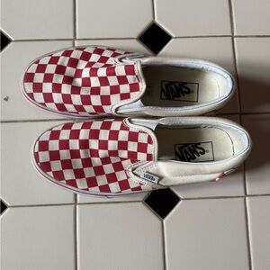 Vans Classic Red and White Checkered Slip-Ons